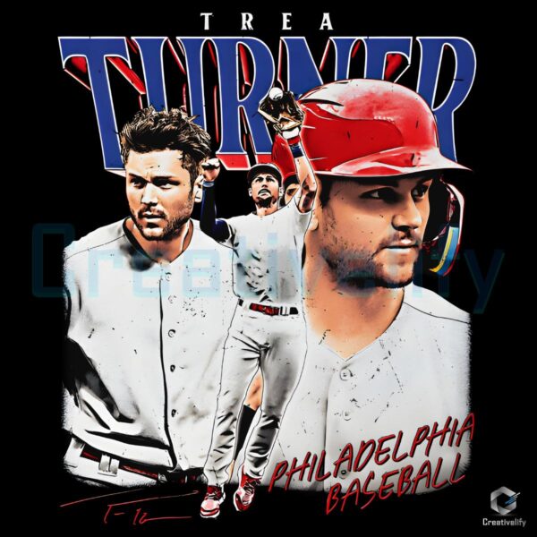 Trea Turner Philadelphia Baseball Retro Player Collage PNG