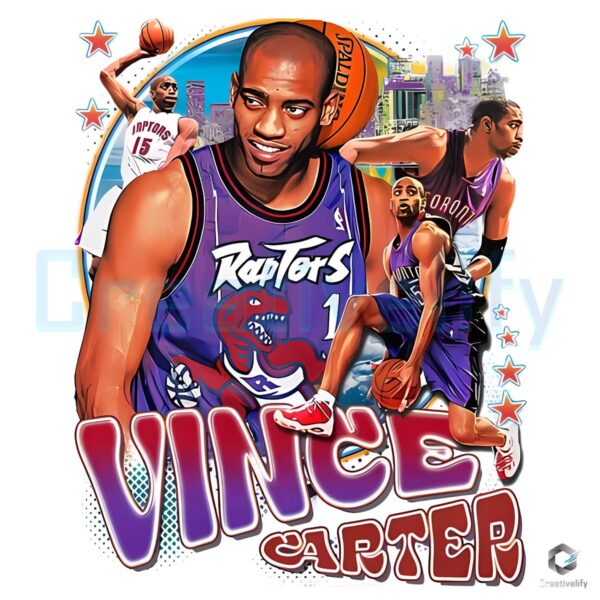 Vince Carter Raptors Purple Jersey Slam Dunk Basketball Legend PNG