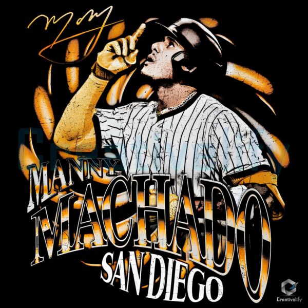 Vintage Grunge Manny Machado San Diego Baseball PNG