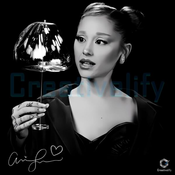 Ariana Grande Black And White Lamp Portrait Vintage PNG