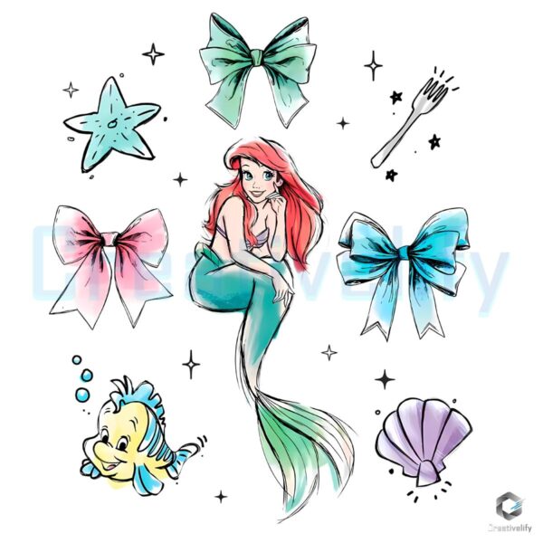 Ariel Bows The Little Mermaid Princess PNG