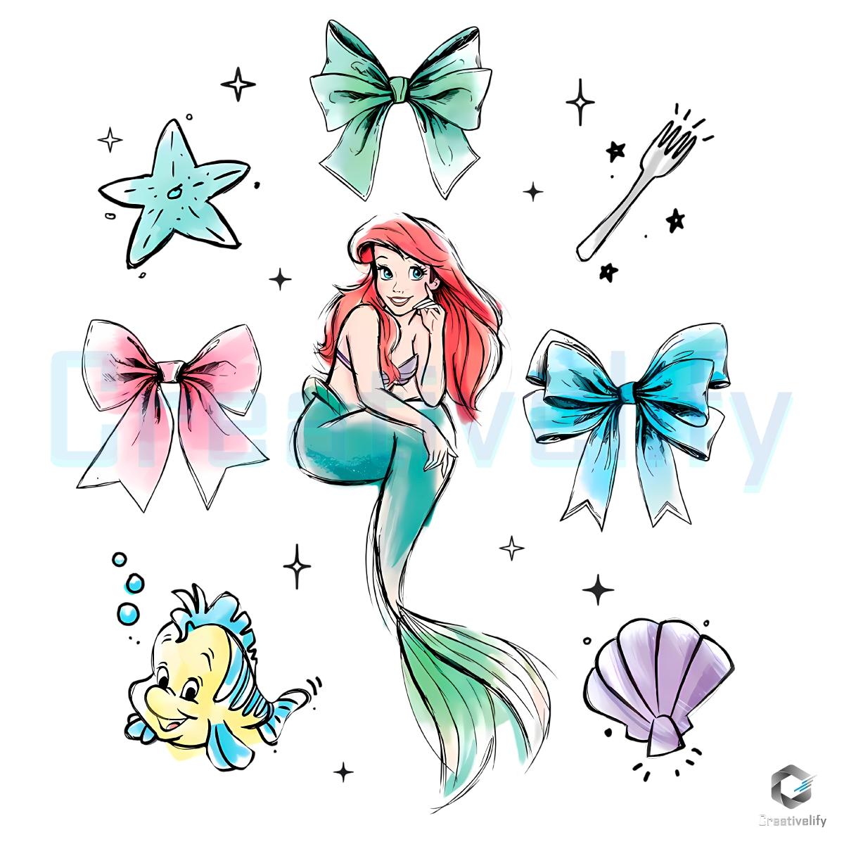 Ariel Bows The Little Mermaid Princess PNG Ariel Bows The Little Mermaid Princess PNG