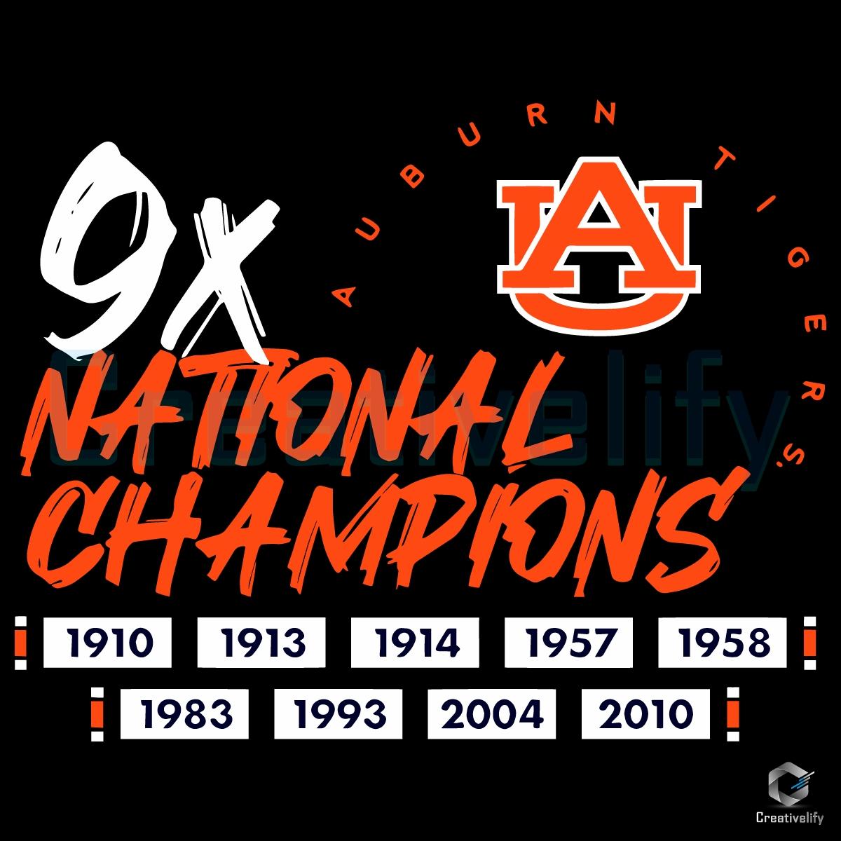 Auburn Tigers Football 9X National Champions SVG Auburn Tigers Football 9X National Champions SVG