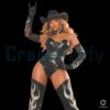 Beyonce Black Leather Cowboy Outfit Vintage PNG