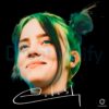 Billie Eilish Neon Hair Portrait Vintage Graphic PNG