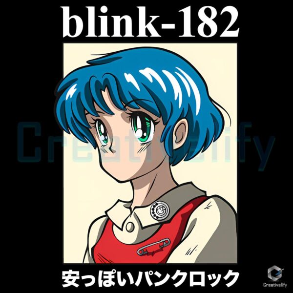 Blink 182 Anime Girl Retro Manga Art Japanese Text PNG