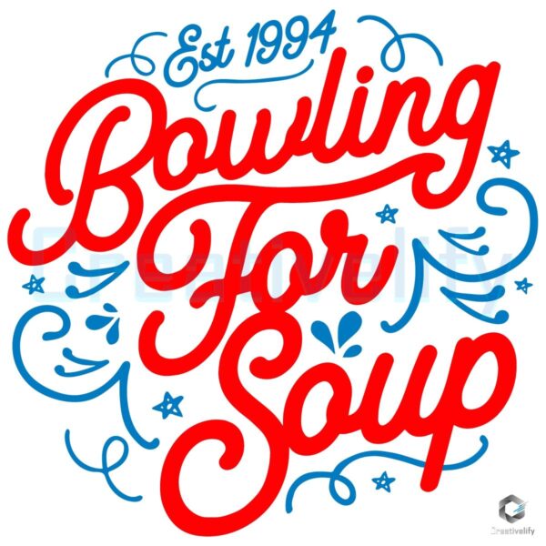 Bowling For Soup Swirly Est 1994 Red Blue Script SVG