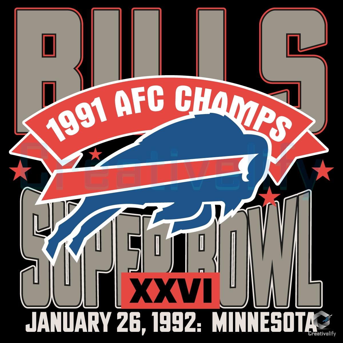 Buffalo Bills 1991 Afc Champs Super Bowl Xxvi Minnesota SVG Buffalo Bills 1991 Afc Champs Super Bowl Xxvi Minnesota SVG