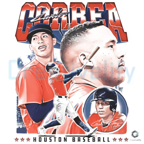 Carlos Correa Houston Baseball Vintage Graphic Player Collage PNG