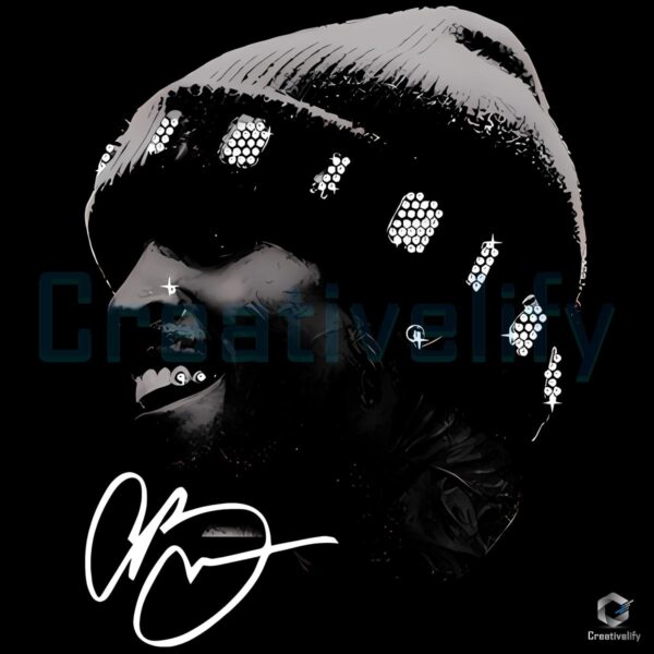 Chris Brown Rhinestone Big Head Monochrome Portrait Graphic PNG