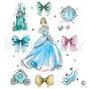 Cinderella Princess Bows Castle Clock Carriage Glass Slipper PNG