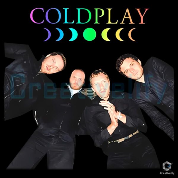 Coldplay Rainbow Moon Phases Vintage Band PNG