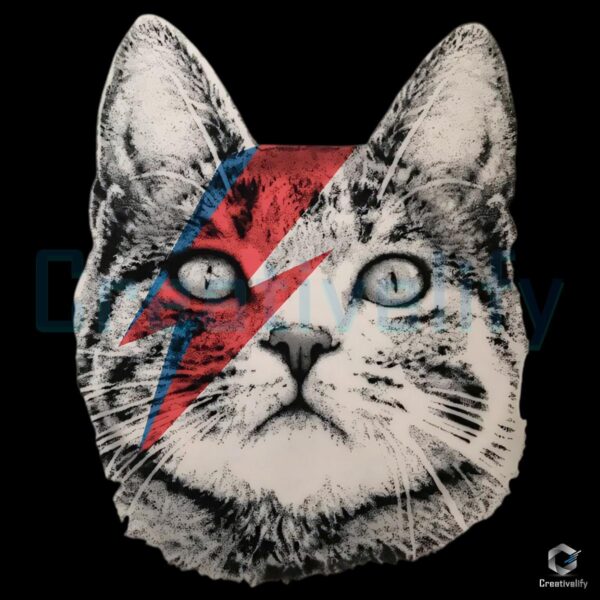 David Bowie Cat Lightning Face Parody PNG