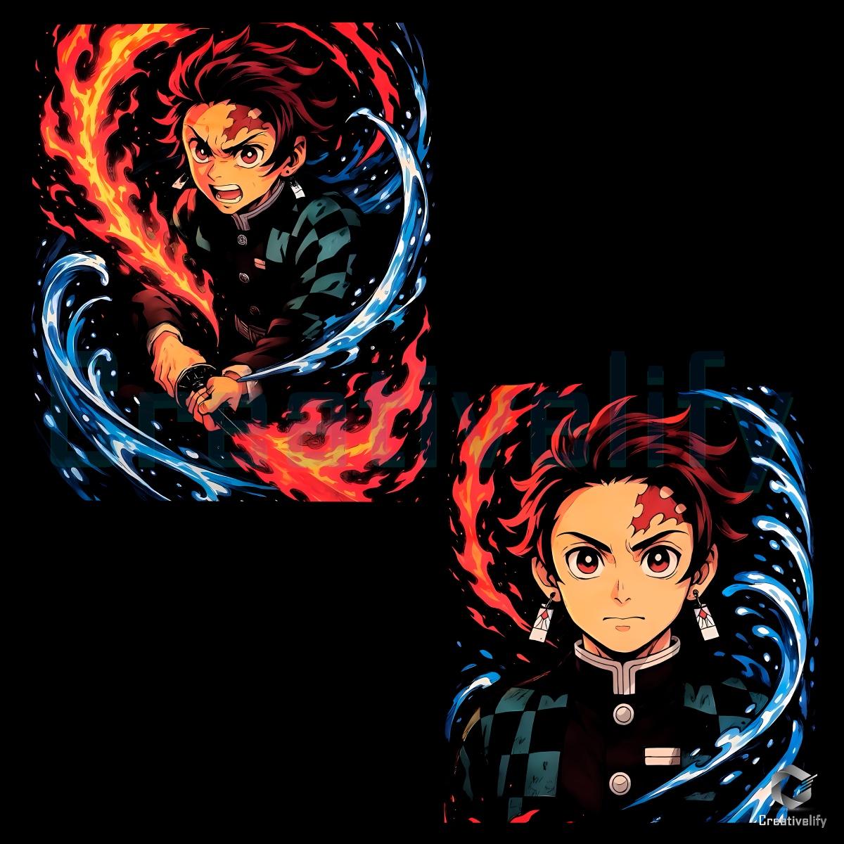 Demon Slayer Kimetsu No Yaiba Tanjiro Kamado Fire Water Breathing PNG Demon Slayer Kimetsu No Yaiba Tanjiro Kamado Fire Water Breathing PNG