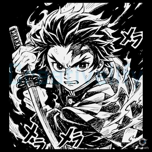 Demon Slayer Kimetsu No Yaiba Tanjiro Kamado Manga Panel Sword SVG