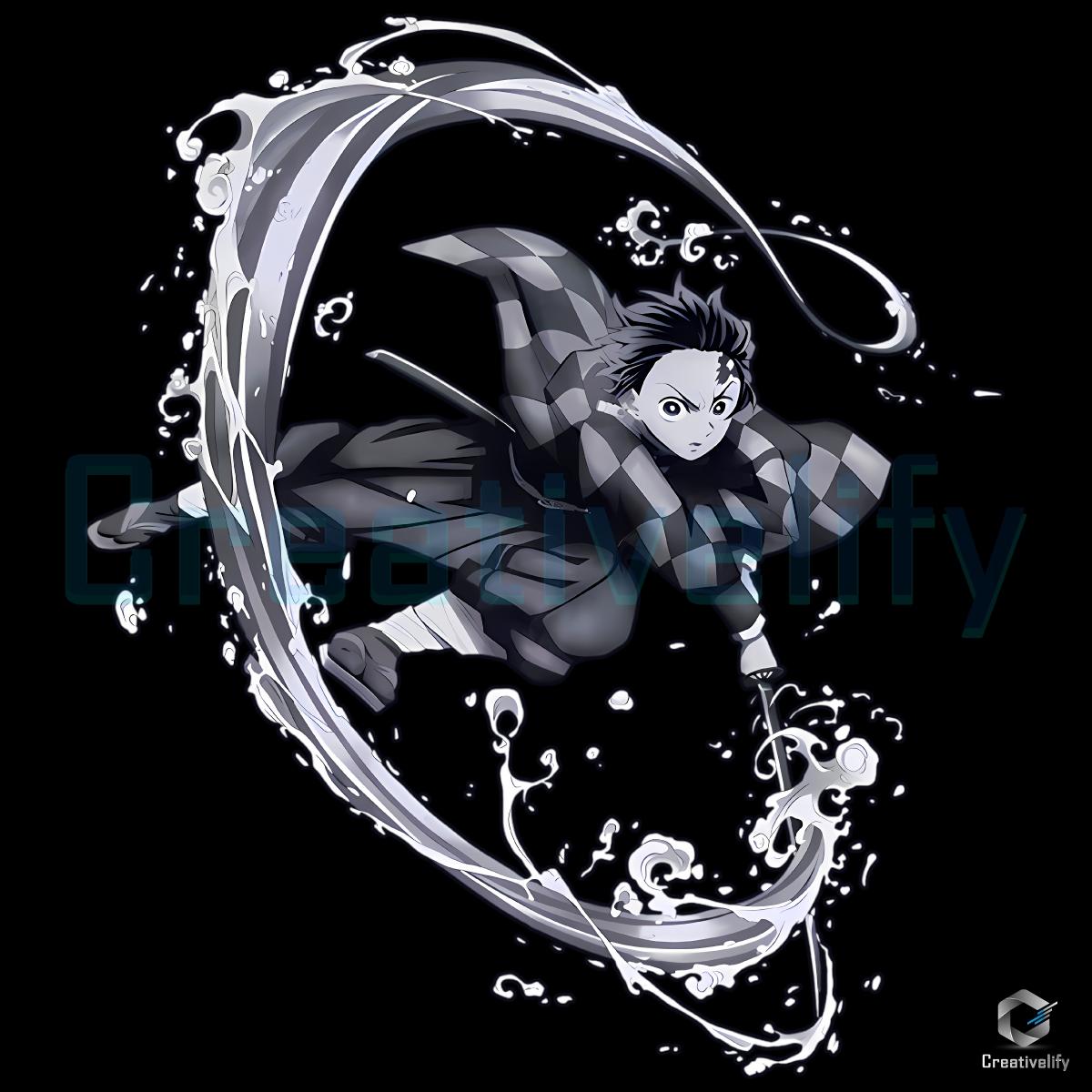 Demon Slayer Tanjiro Kamado Water Breathing Black And White PNG Demon Slayer Tanjiro Kamado Water Breathing Black And White PNG