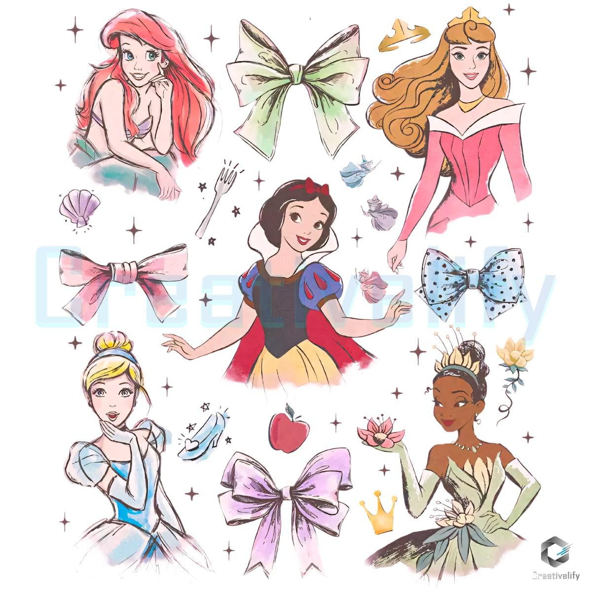 Disney Princess Characters Bows Group Graphic PNG Disney Princess Characters Bows Group Graphic PNG
