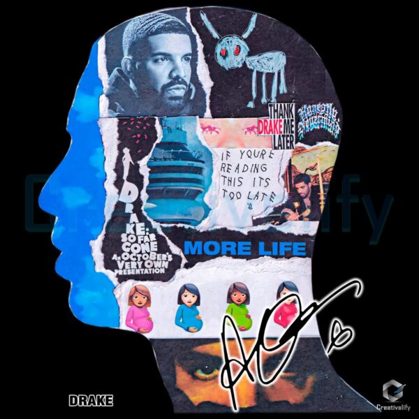 Drake Collage Head Silhouette PNG