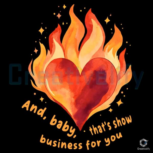 Flaming Heart Taylor Swift Showgirl Era Concert Fan PNG