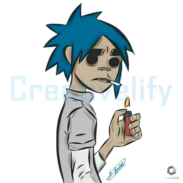 Gorillaz Stuart Pot Cartoon Character Smoking Lighter Fanart PNG
