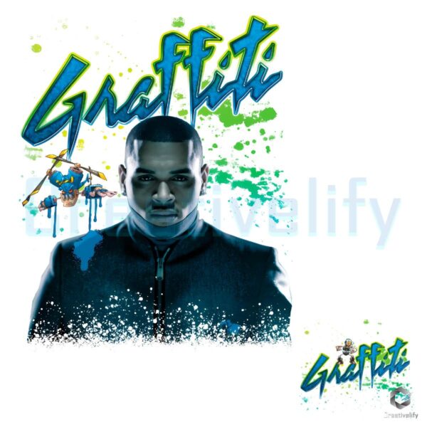 Graffiti Limelight Chris Brown Robot Splatter Portrait Graphic PNG