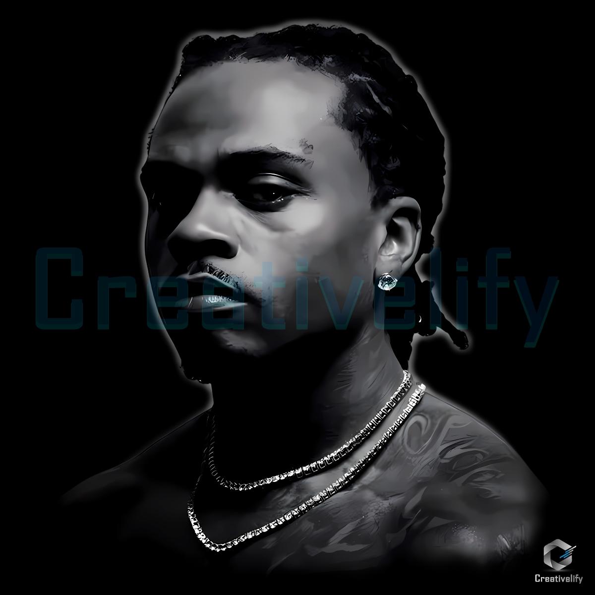 Gunna The Last Wun Monochrome Portrait Art PNG