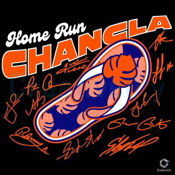 Home Run Chancla New York Baseball Team Signatures Flip Flop SVG