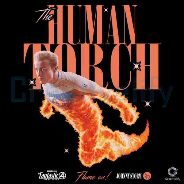 Human Torch Johnny Storm Flame On Marvel Fantastic Four PNG