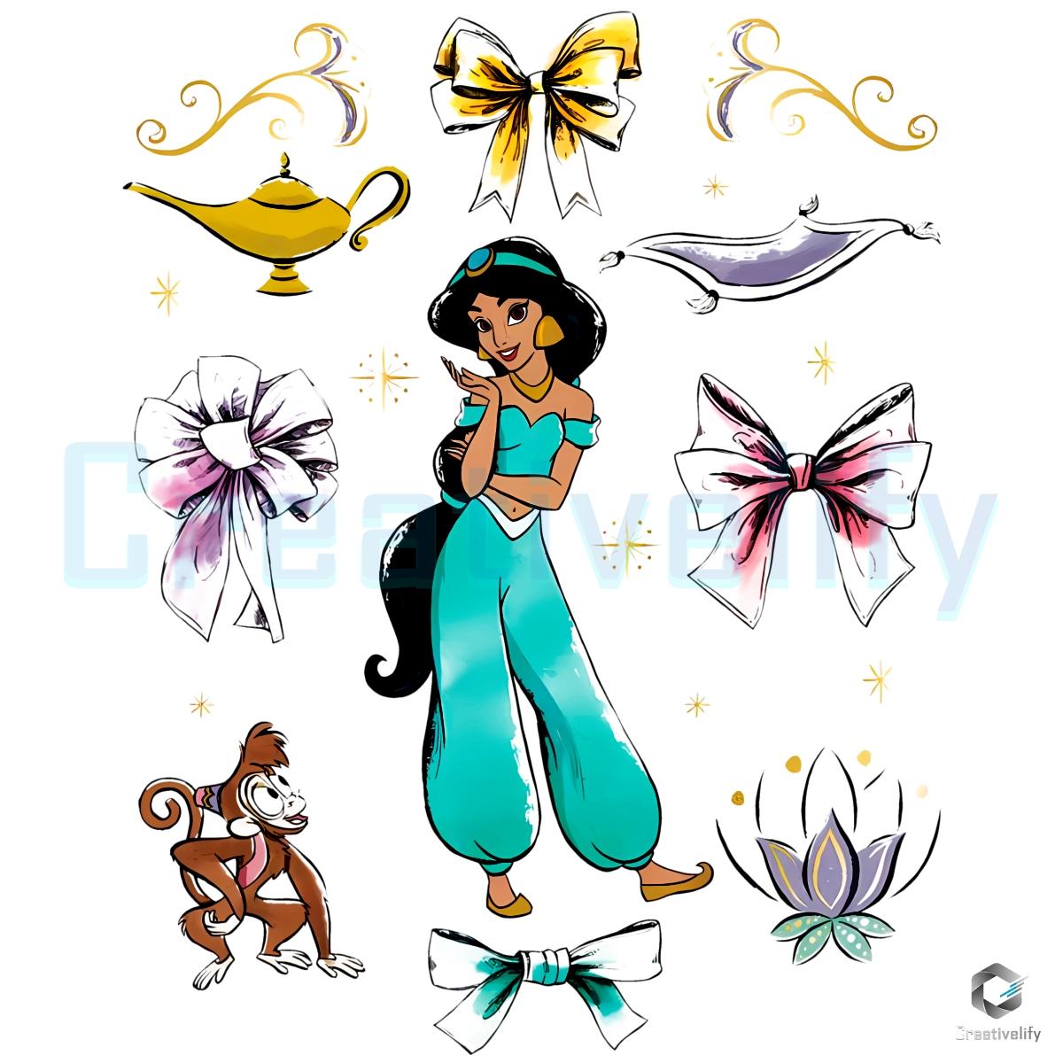 Jasmine Princess Bows Magic Lamp Monkey Lotus Flower PNG Jasmine Princess Bows Magic Lamp Monkey Lotus Flower PNG