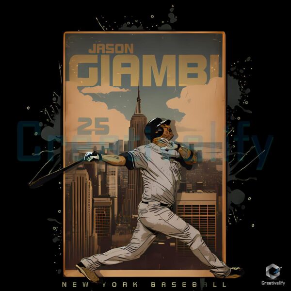 Jason Giambi New York Baseball Skyline Number 25 PNG