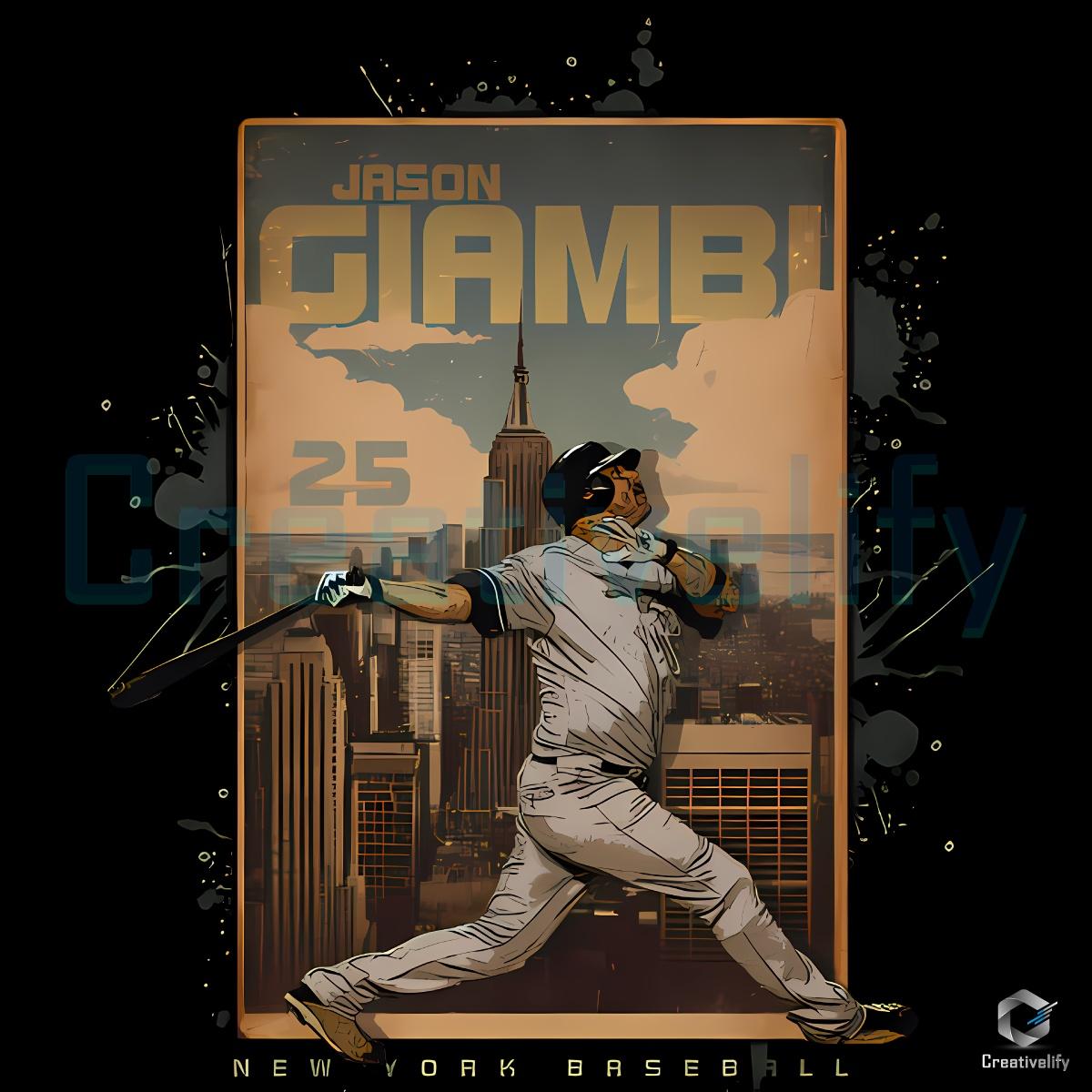 Jason Giambi New York Baseball Skyline Number 25 PNG