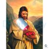 Jesus Embracing Giant Pill Vintage Christian Art PNG