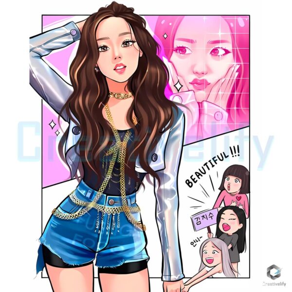 Jisoo Blackpink Cartoon Fanart Beautiful Pose PNG