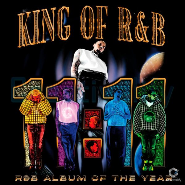 King Of Rnb Chris Brown 1111 Deluxe Album Of The Year Colorful Poster PNG