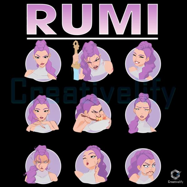 Kpop Demon Hunters Rumi Expressions Comfort Colors PNG