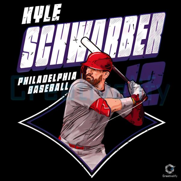 Kyle Schwarber Philadelphia Baseball Diamond Graphic Batting Illustration PNG