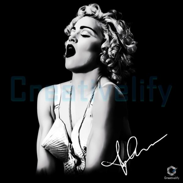 Madonna Blonde Curls Iconic Cone Bra Graphic PNG