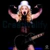 Madonna White Top Hat Black Outfit Guitar Performance Graphic PNG