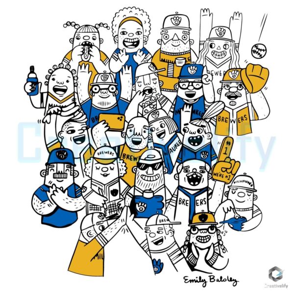 Milwaukee Brewers Cartoon Fans Light Blue Baseball SVG