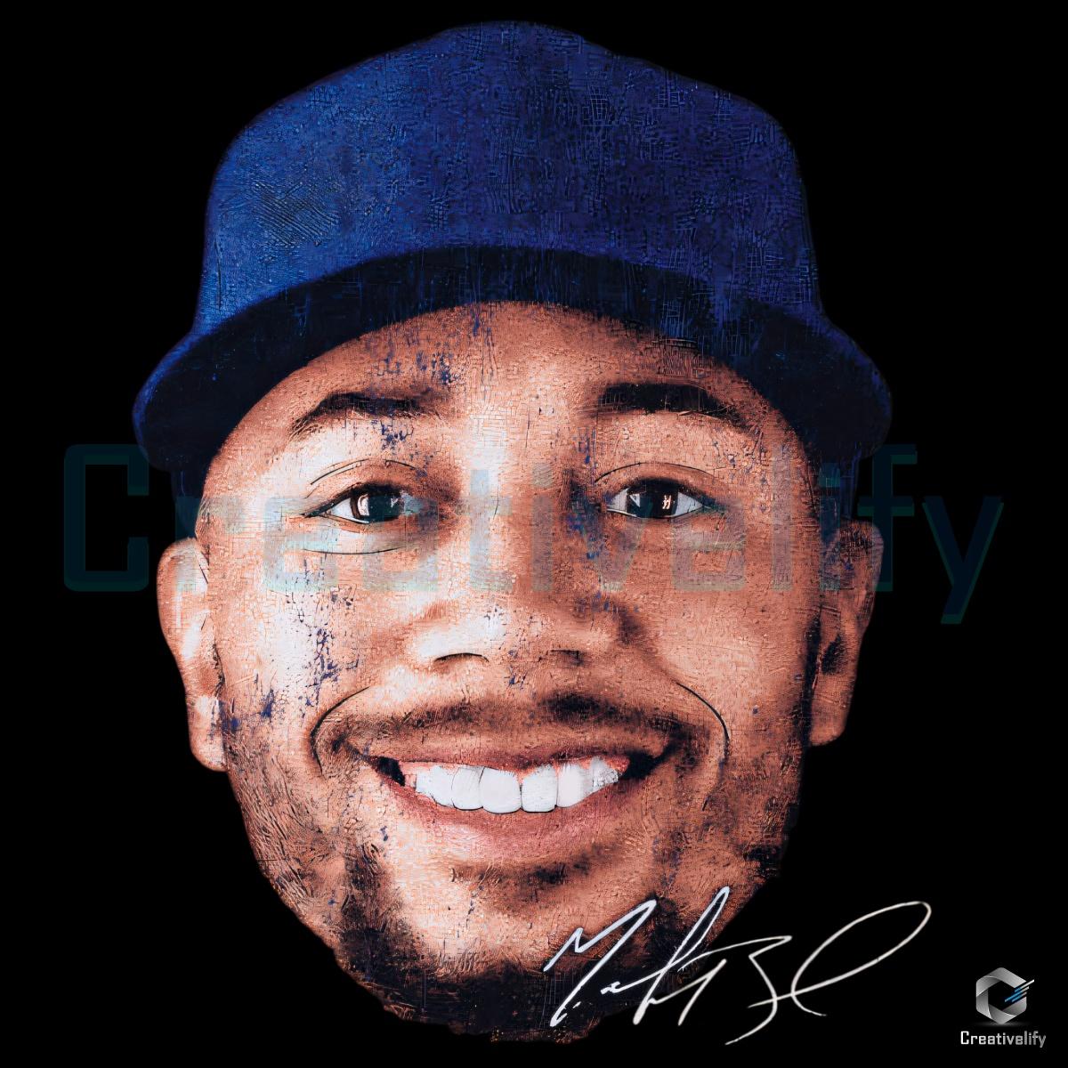 Mookie Betts Los Angeles Baseball Vintage Headshot PNG Mookie Betts Los Angeles Baseball Vintage Headshot PNG