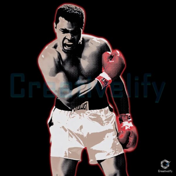 Muhammad Ali Boxing Legend Red Gloves Graphic PNG