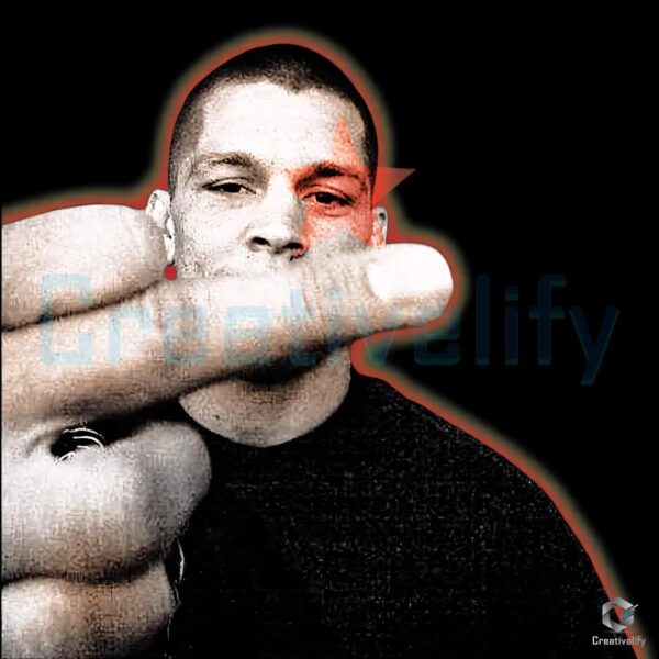 Nate Diaz Fighter Streetwear Neon Outline Middle Finger PNG