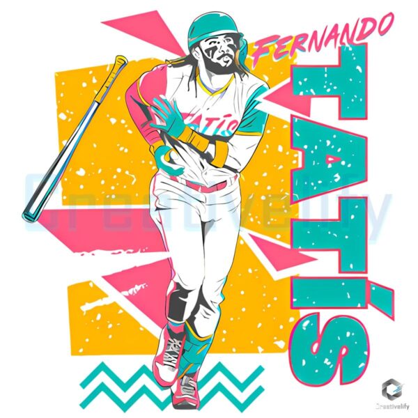 Neon Fernando Tatis Jr Retro 90S Style Baseball PNG