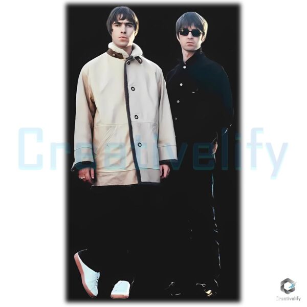 Oasis Band Vintage Duo Portrait Black Graphic PNG