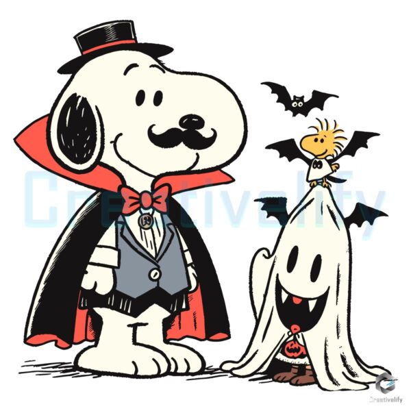Peanuts Halloween Snoopy Woodstock Dracula Ghost Dog SVG