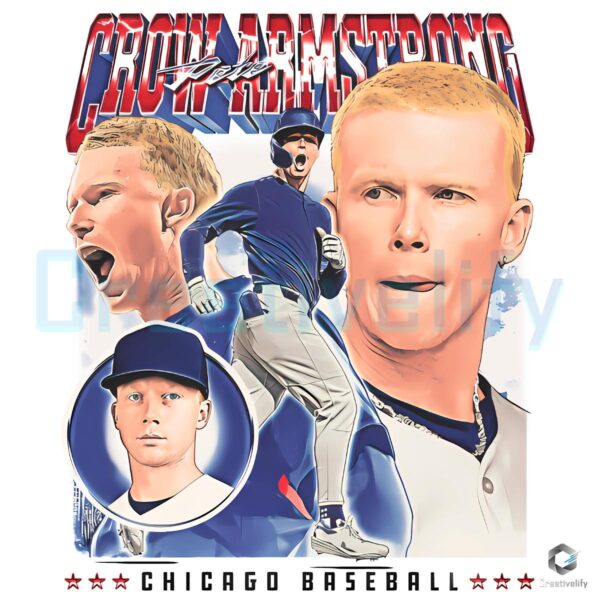 Pete Crow Armstrong Chicago Cubs Baseball Player Vintage PNG