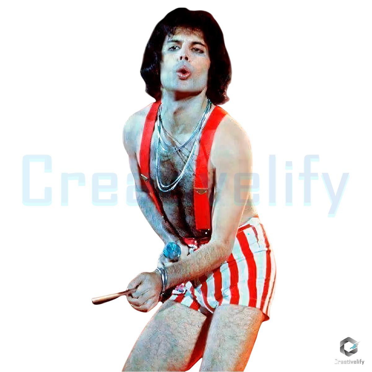 Queen Freddie Mercury Red And White Striped Shorts Concert Outfit PNG Queen Freddie Mercury Red And White Striped Shorts Concert Outfit PNG