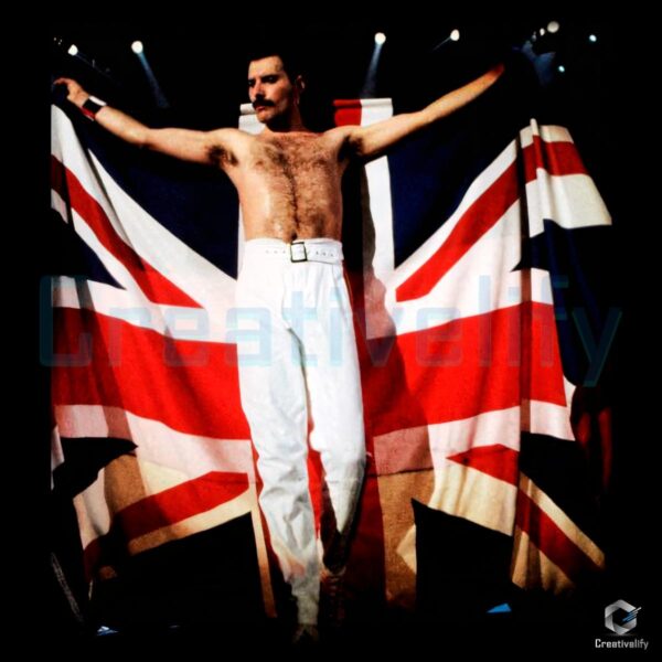 Queen Freddie Mercury Union Jack Flag Concert Iconic Rock PNG