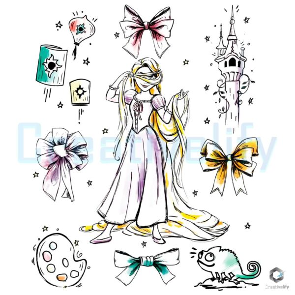 Rapunzel Princess Bows Tower Paint Palette Lantern Chameleon PNG