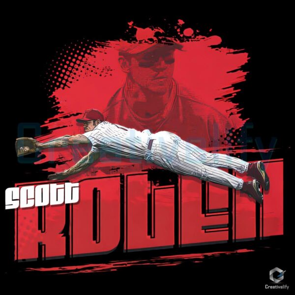 Scott Rolen Philadelphia Phillies Diving Catch Vintage Baseball PNG